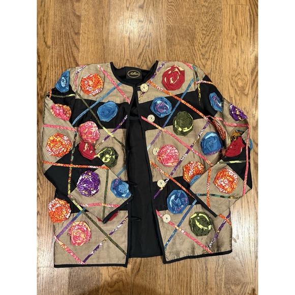 Allure Jackets & Blazers - Vintage allure 100% Silk Patchwork Flower Blazer Size Small Artsy Hippie Boho